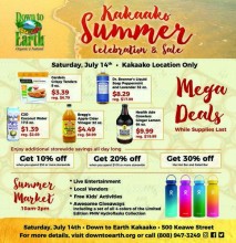 Down to Earth Kaka'ako Summer Celebration Ad