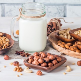 Photo: Nut milk and nuts