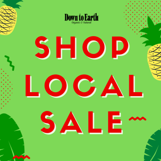 Graphic: Down to Earth Shop Local Sale