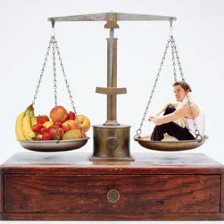 Scale Balancing Fresh Fruit and a Person