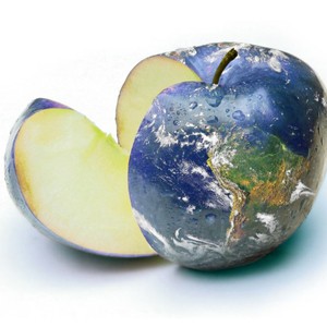 Photo Illustration: Apple with Earth Texture Skin