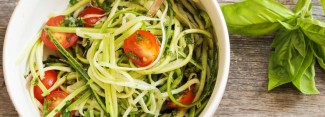 Photo: Zoodles in a bowl with tomatoes