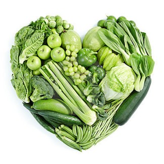 Green Fruits and Vegetables in the shape of a heart