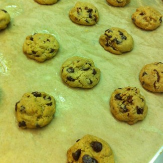 Photo: Chocolate Chip Cookies on a Baking Sheet