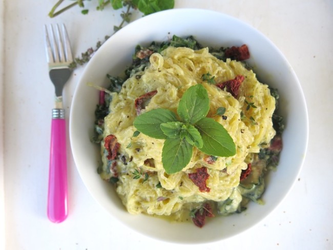 Photo: Raw Kelp Noodle Alfredo with Mushrooms