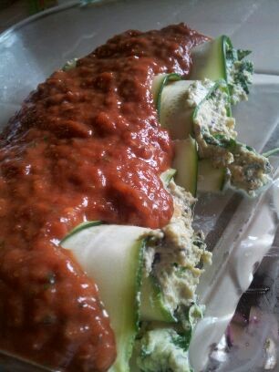 Photo: Raw Manicotti with Marinara Sauce