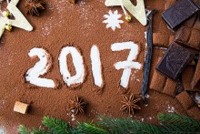 Photo: 2017 Written in Chocolate Powder with Chocolate Bars and Decorations