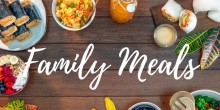 Down to Earth Hawaii Family Meals Graphic: Picnic table with a variety of food from Down to Earth