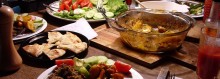 Photo: Dining table full of food