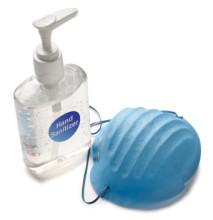 Photo: Hand Sanitizer and Hospital Mask