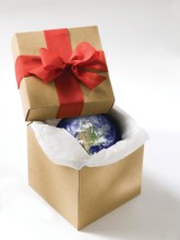 Photo: Gift Box with a Small Earth Globe